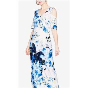 Rachel Rachel Roy Printed Cold Shoulder Jersey Maxi Dress Floral Womens Small